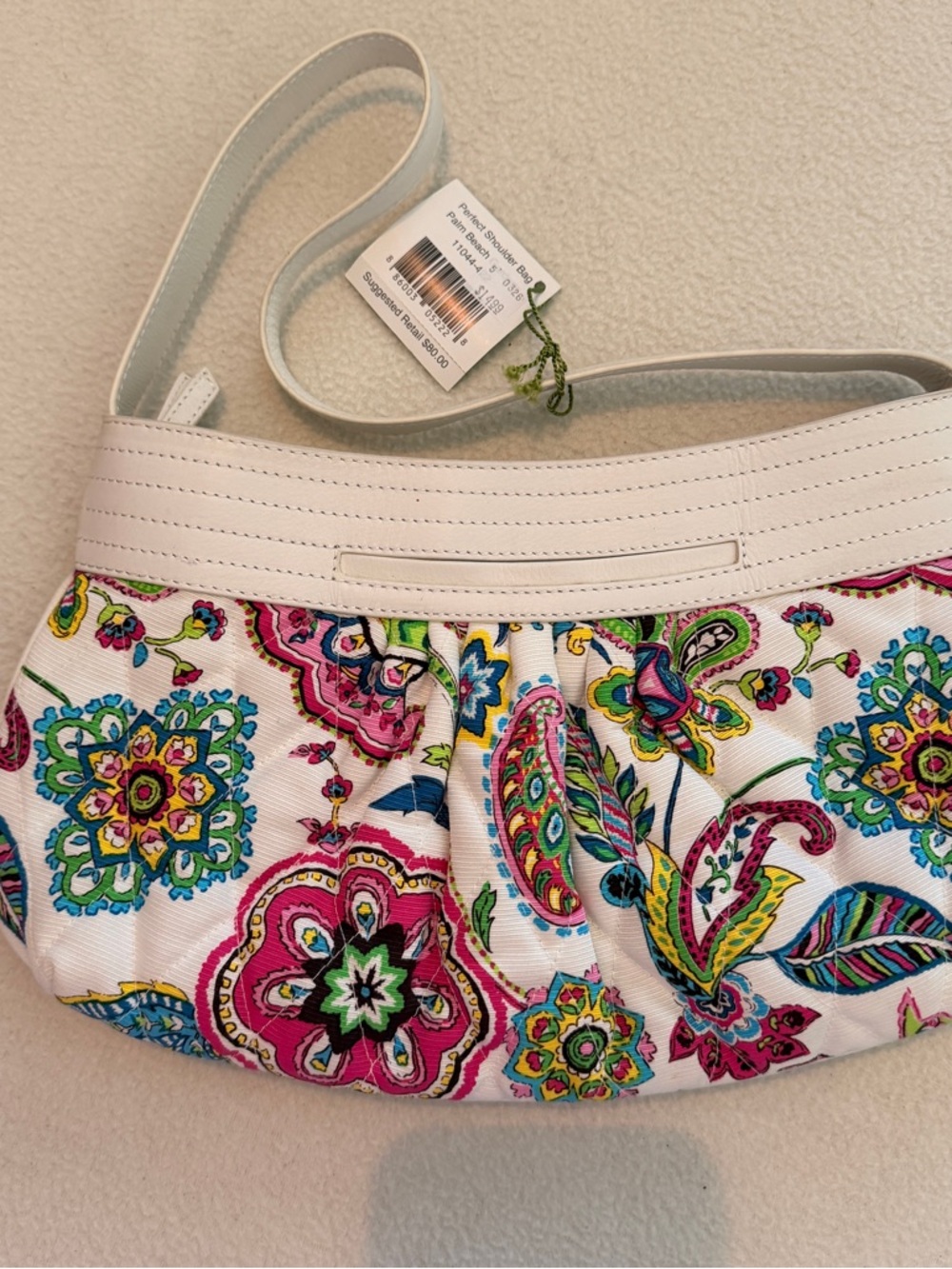 Vera Bradley White Floral Paisley Wristlet with Multicolor Print